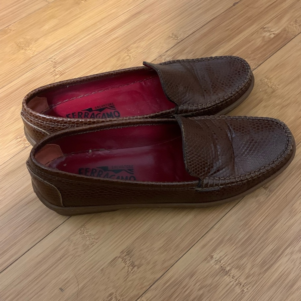 Salvatore Ferragamo Brown Leather Penny Loafers - Women